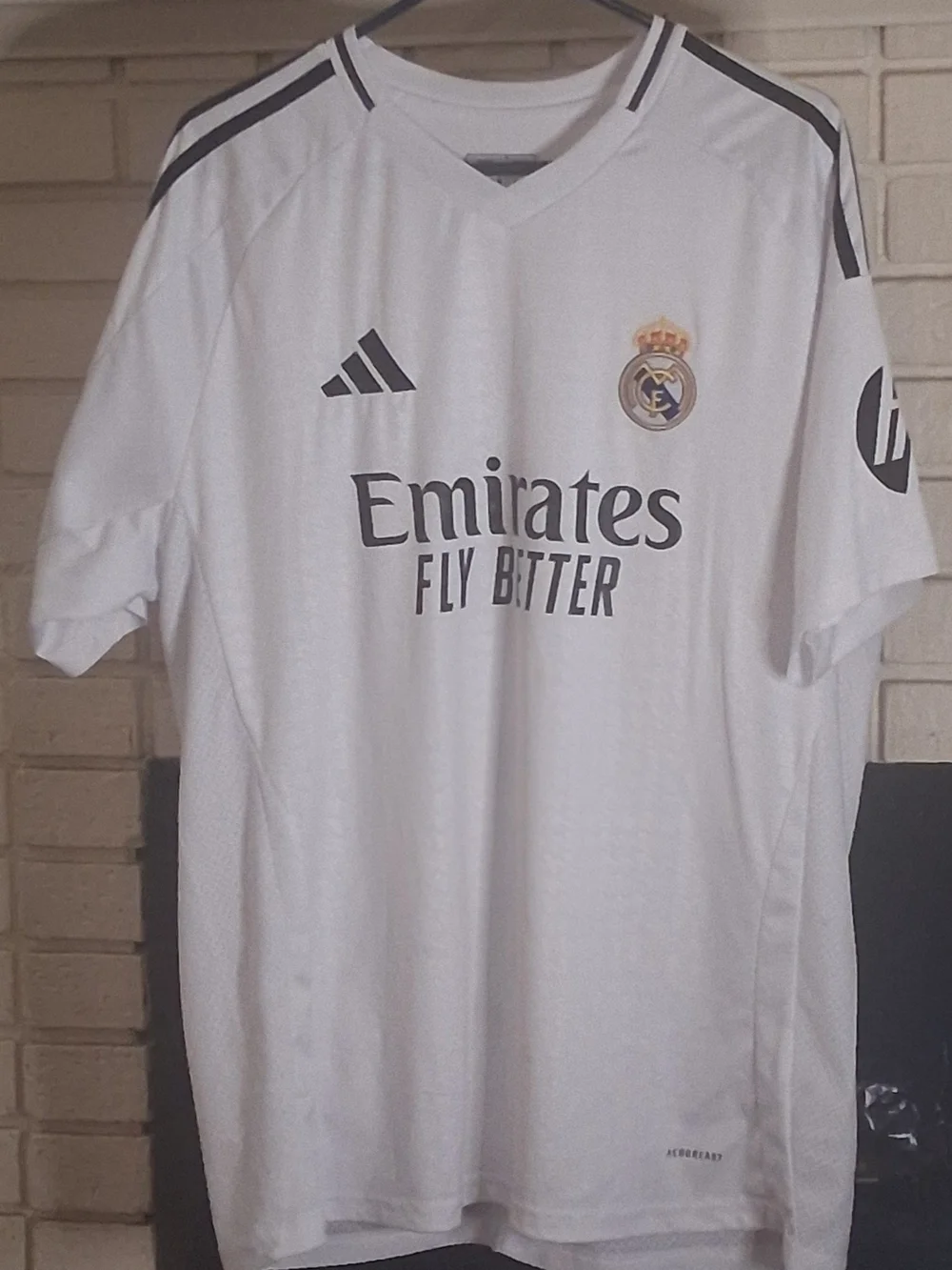 adidas White Mens Soccer Jersey with Gray Accents